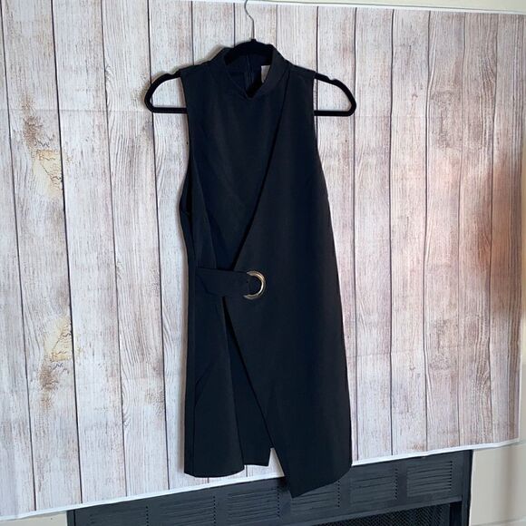 Mink Pink Dress Womens Size Medium Y2K eyelet faux wrap Asymmetrical Black NWT - Picture 6 of 12